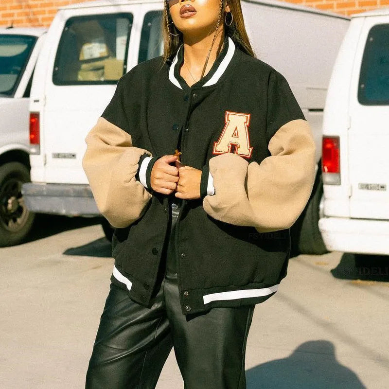 European and American coats women's street retro baseball jacket