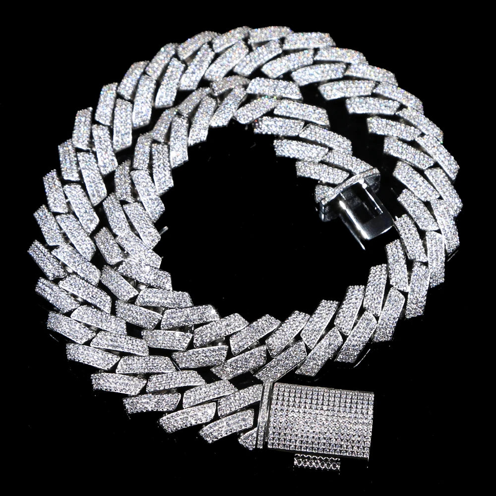 Big Heavy Hip Hop ice Men Jewelry Micro Pave Rock Punk Ice Out Cuban Chain Necklace 19mm