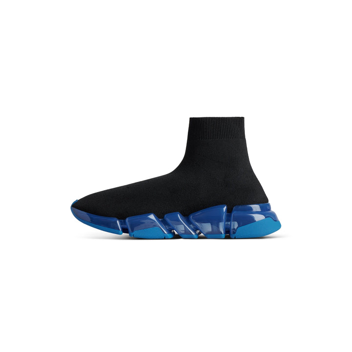 MEN'S SPEED 2.0 FULL CLEAR SOLE RECYCLED KNIT SNEAKER IN BLACK/BLUE