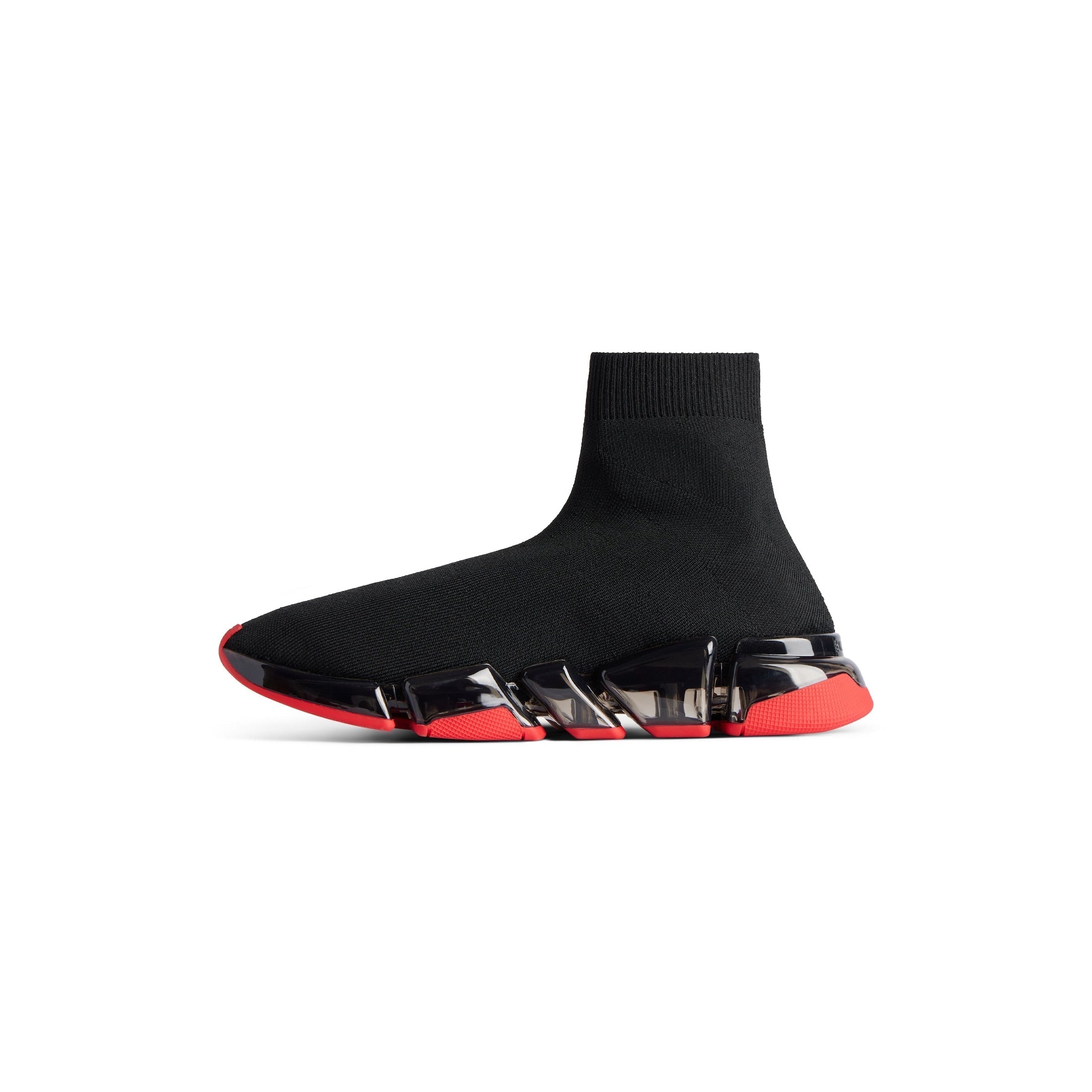 MEN'S SPEED 2.0 FULL CLEAR SOLE RECYCLED KNIT SNEAKER IN BLACK/RED