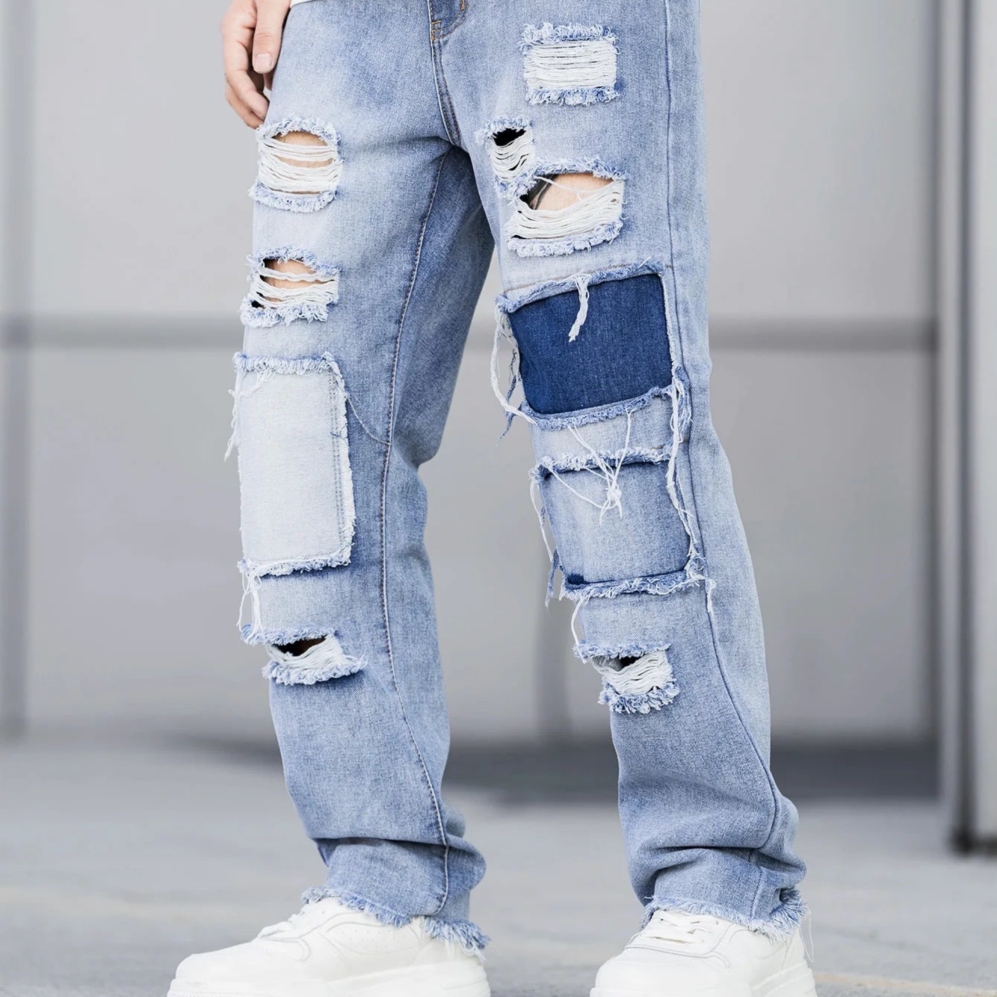 Blue slacks stretch jeans men's 2025 fashion new trend jeans