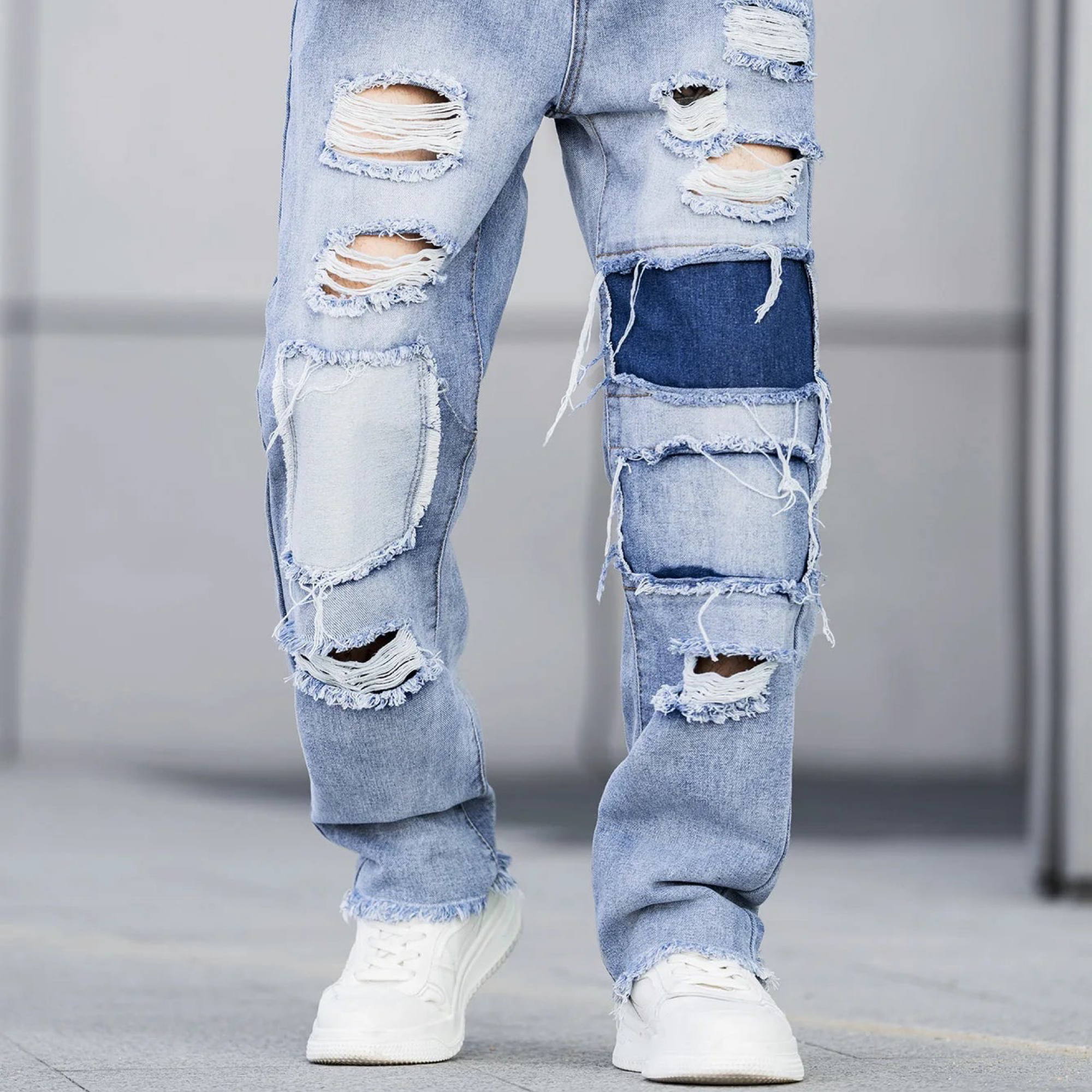 Blue slacks stretch jeans men's 2025 fashion new trend jeans