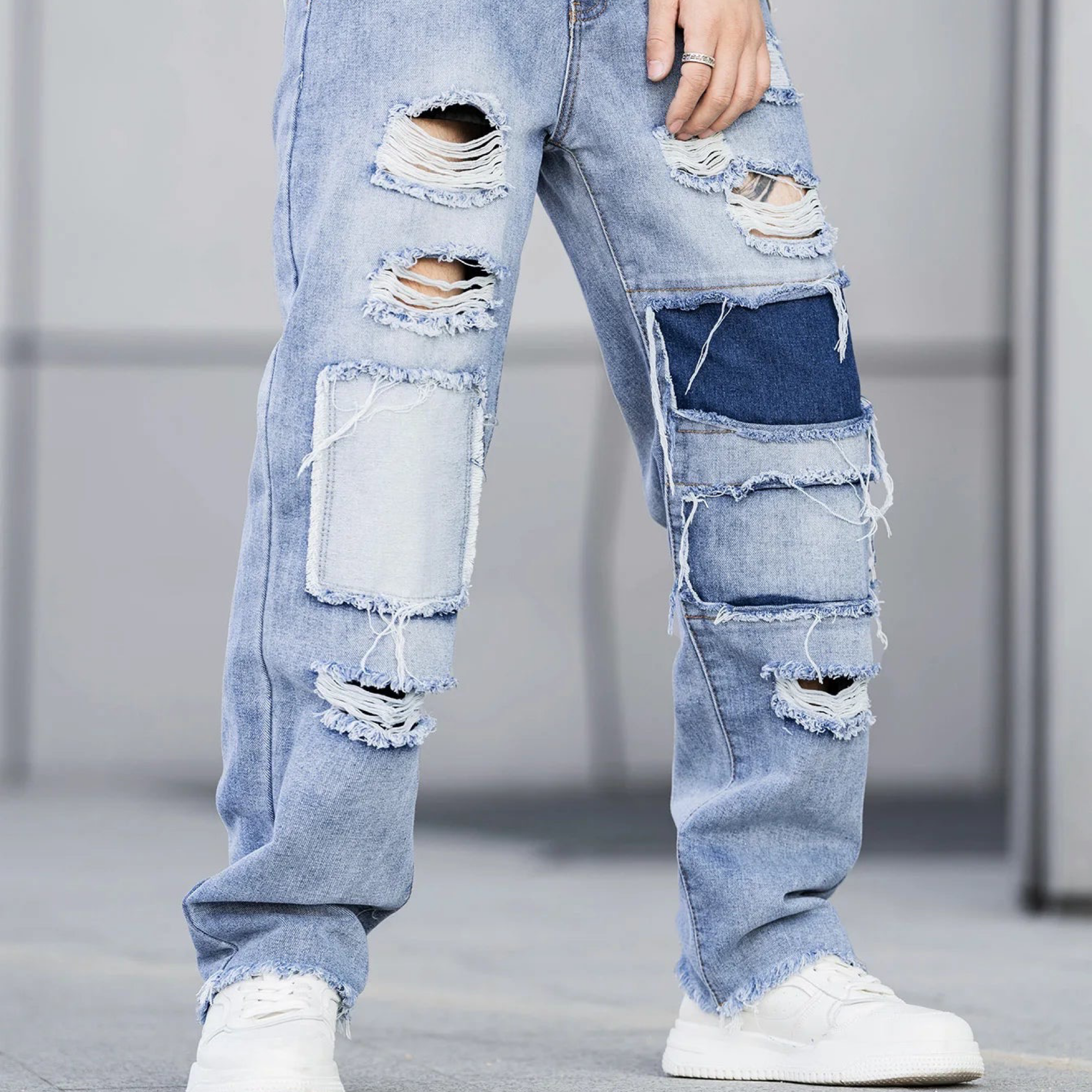 Blue slacks stretch jeans men's 2025 fashion new trend jeans