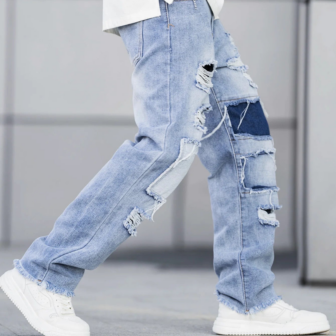 Blue slacks stretch jeans men's 2025 fashion new trend jeans