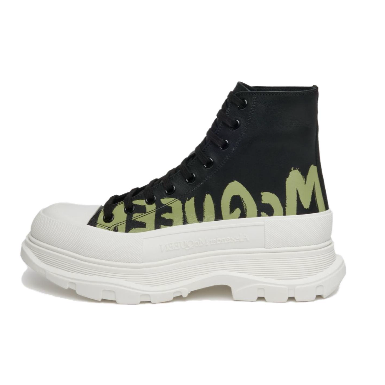 Alexander McQueen Tread Slick Lace-up High Top Shoes 'Black White