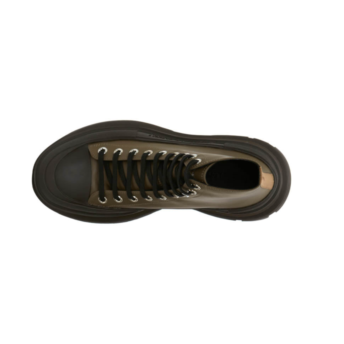 Alexander McQueen Leather Ankle Boots 'Khaki Green