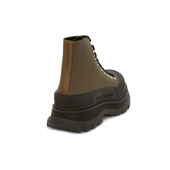 Alexander McQueen Leather Ankle Boots 'Khaki Green