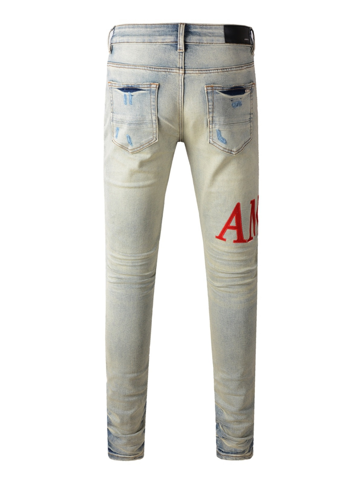 Trendy Amiri Make Old Ripped Patch Denim Designer Jeans