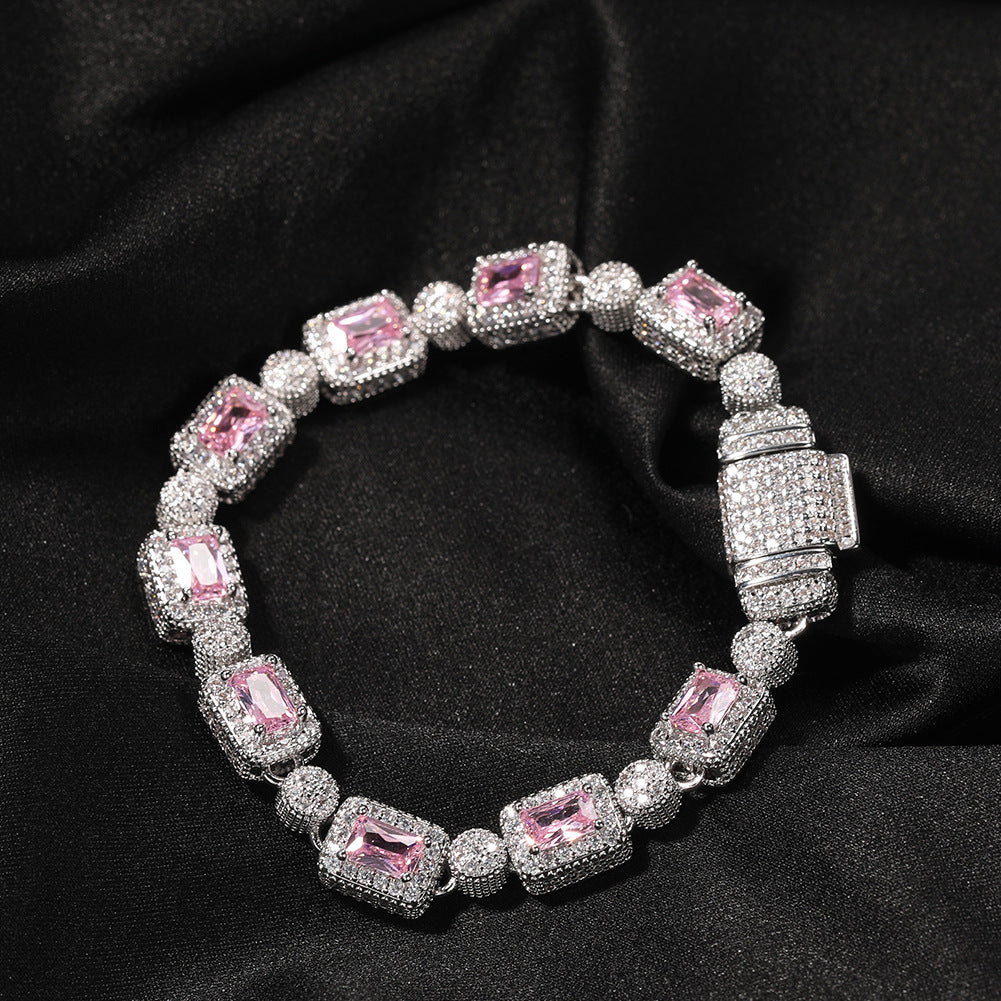 Ice Fashion Pink Hip Hop Men and Women Full Rhinestone Zircon