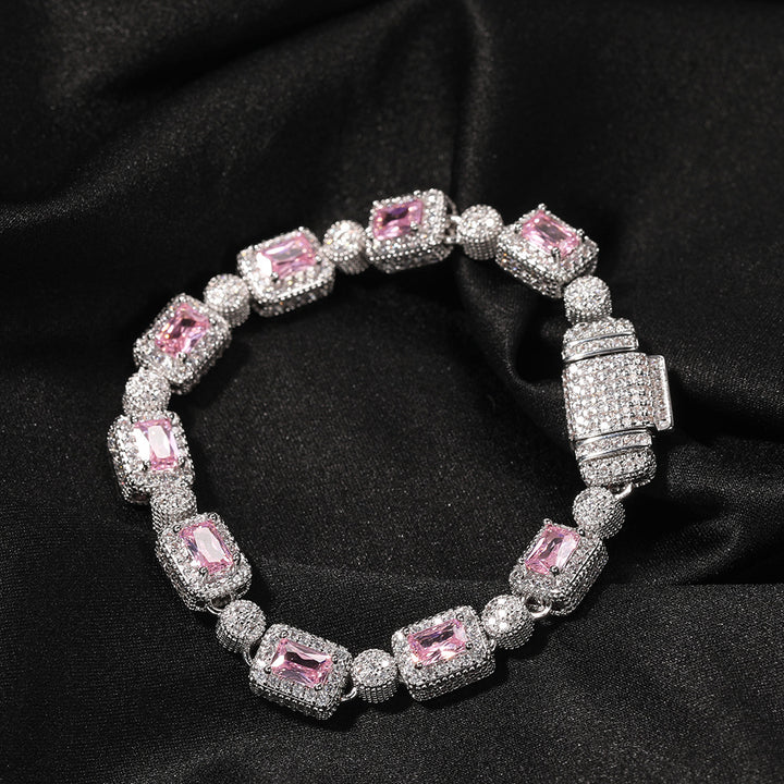 Ice Fashion Pink Hip Hop Men and Women Full Rhinestone Zircon