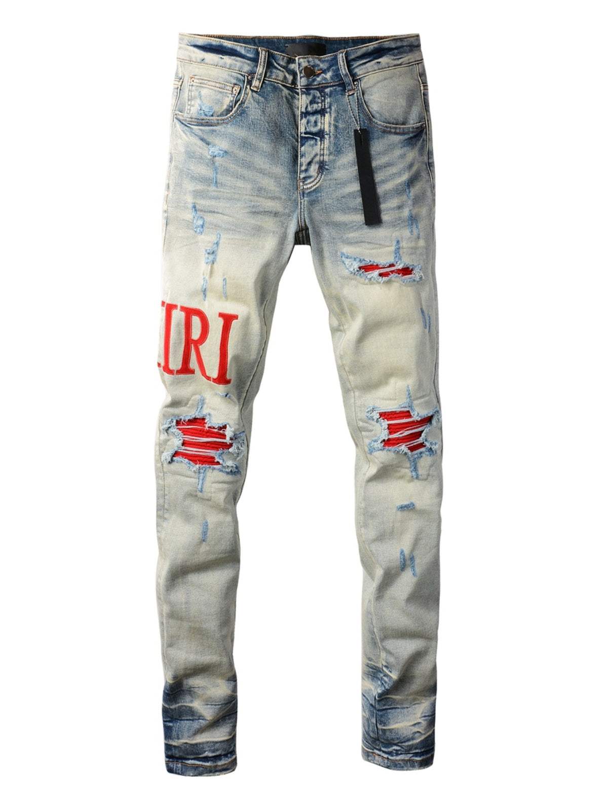 Trendy Amiri Make Old Ripped Patch Denim Designer Jeans