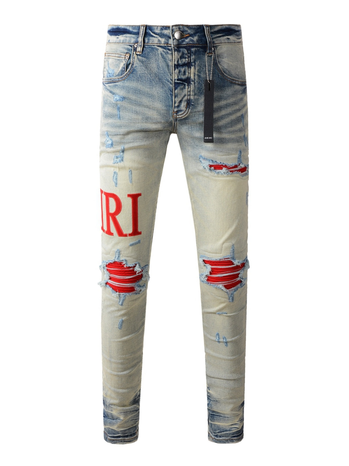 Trendy Amiri Make Old Ripped Patch Denim Designer Jeans