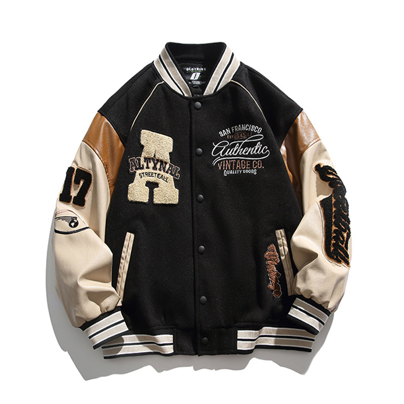 JL Spring and Autumn Loose Retro Long-Sleeved Baseball Jacket