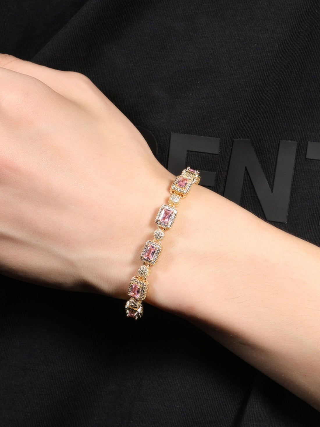 Ice Fashion Pink Hip Hop Men and Women Full Rhinestone Zircon