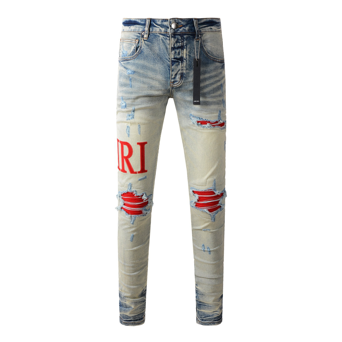 Trendy Amiri Make Old Ripped Patch Denim Designer Jeans