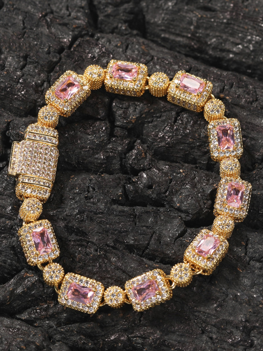 Ice Fashion Pink Hip Hop Men and Women Full Rhinestone Zircon