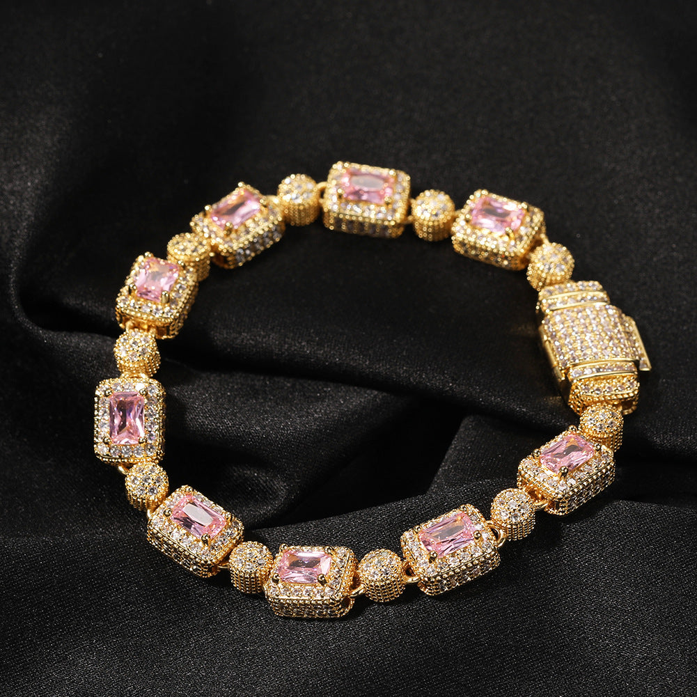 Ice Fashion Pink Hip Hop Men and Women Full Rhinestone Zircon