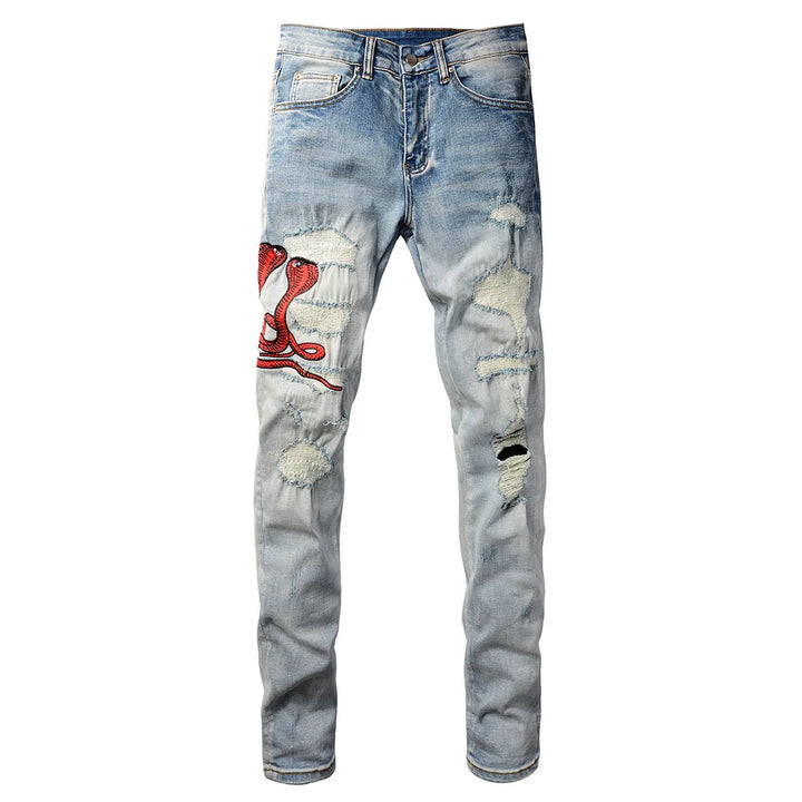 Red Snake Designer Jeans for men