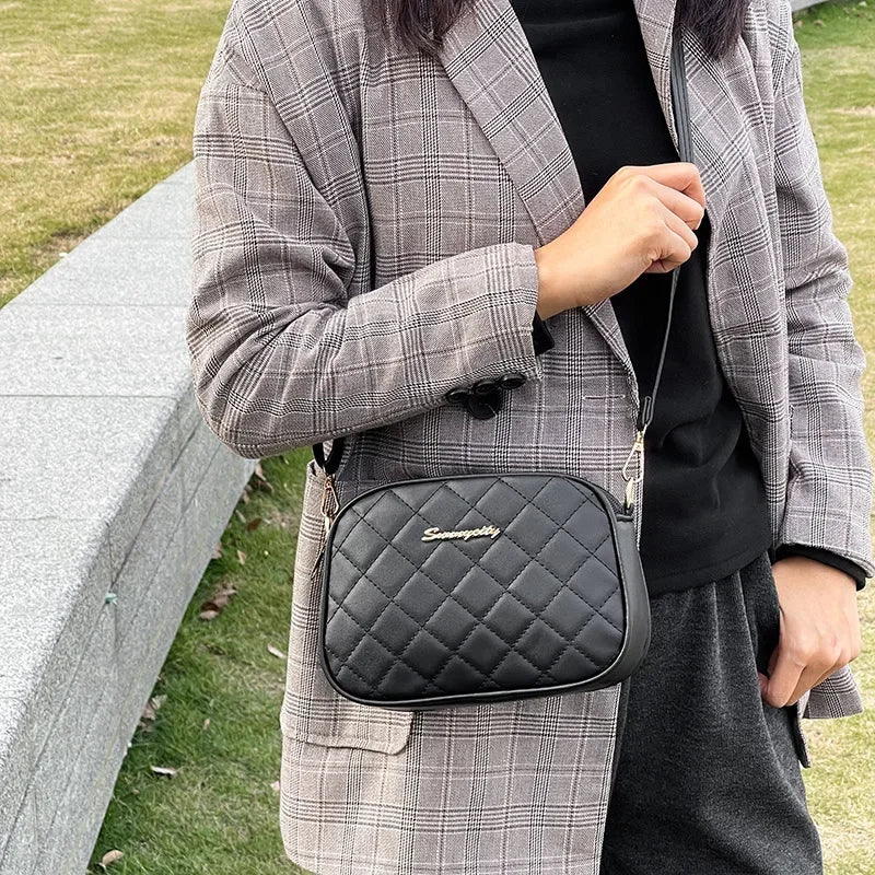 Diagonal Cross Camera Bag 2025 New Fashion and Simple Double Zipper Large Capacity