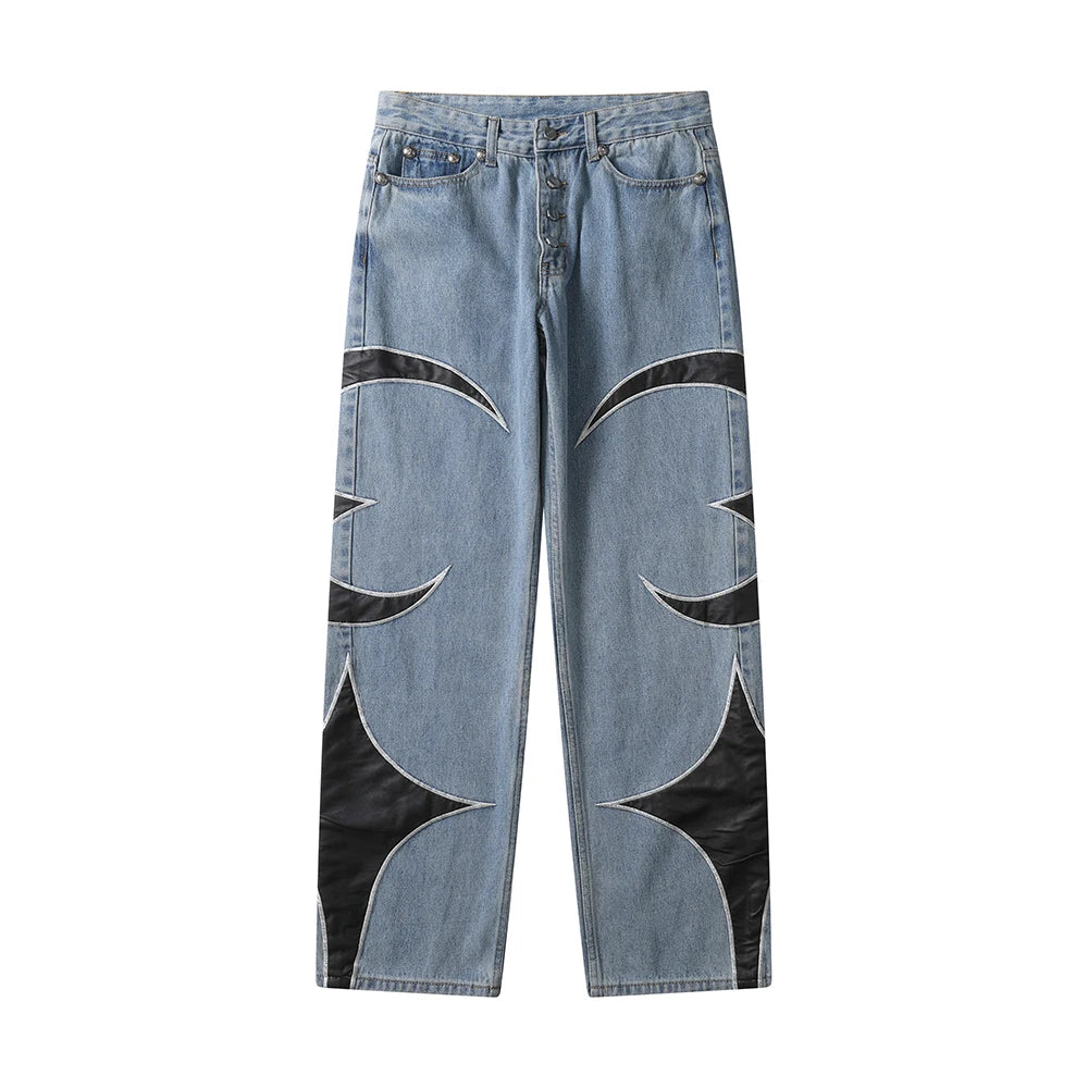 Men's Streetwear Straight Oversized Denim Trousers Unisex Cargo Pants