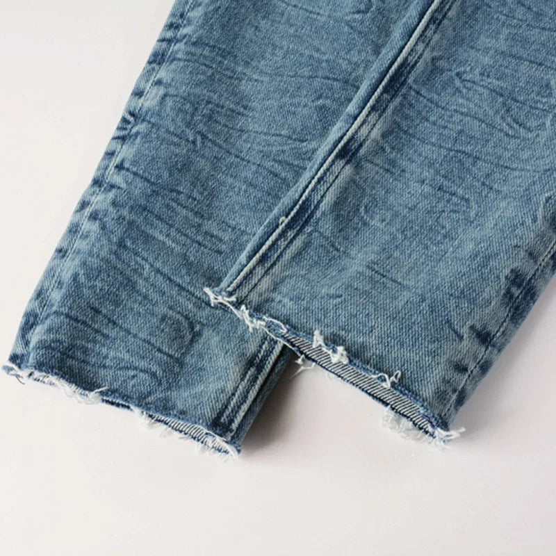 American High Street Stretch Pants Men's Hip Hop Ripped Skinny Low-rise Jeans