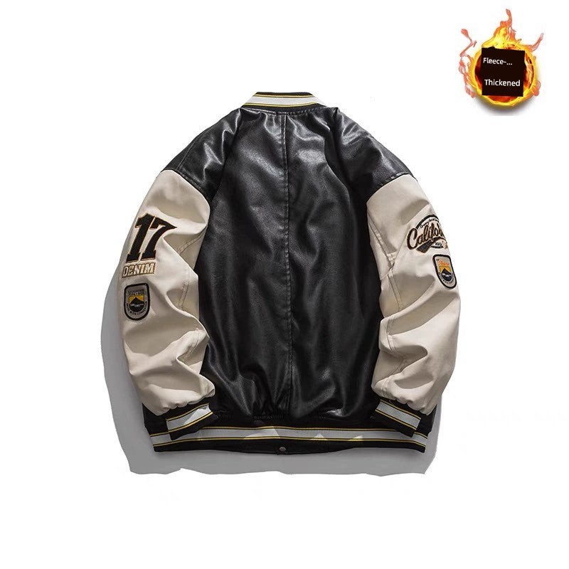 Leather Pilot Baseball Jacket Couple Coat Baseball Clothing Jacket Outwear Men and Women