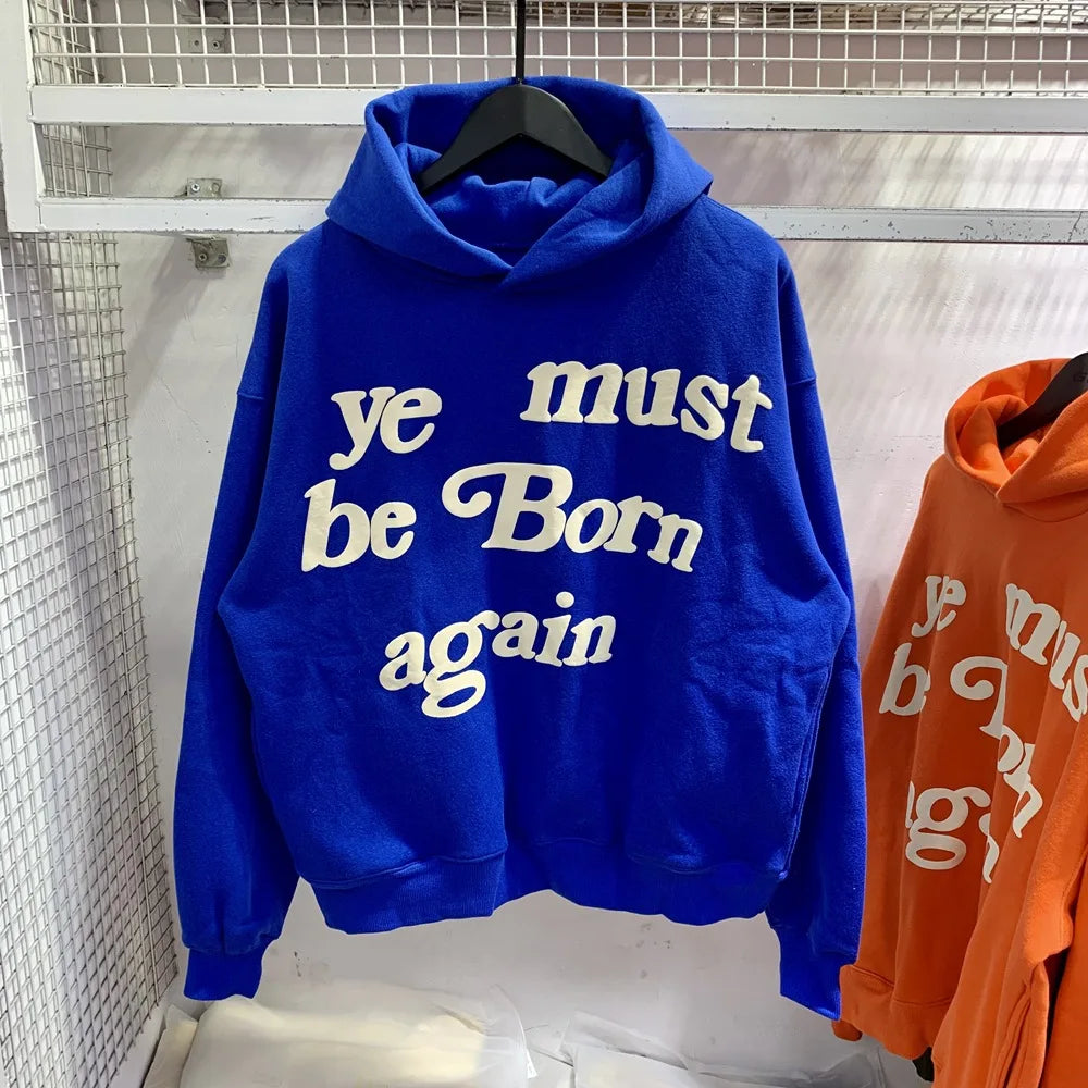 2024fw Puff Print Kanye West Hoody Men Women 1:1 Pink Ye Must Be Born Again Hoodie Oversize Fit Pullovers CPFM Sweatshirts