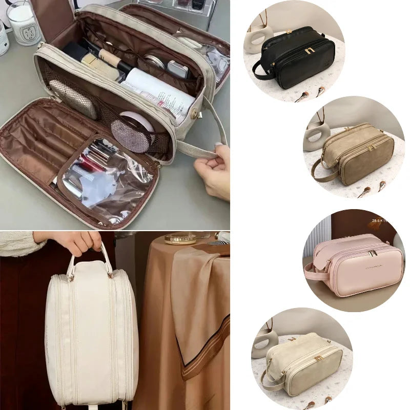 Multifunctional Makeup Bag For Women PU Leather Large Capacity