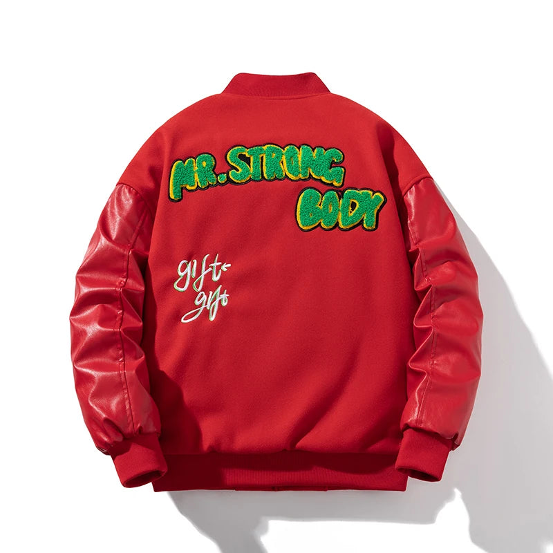 Men And Women Varsity Jacket Winter Women Letter Fashion Jacket Leather Sleeve