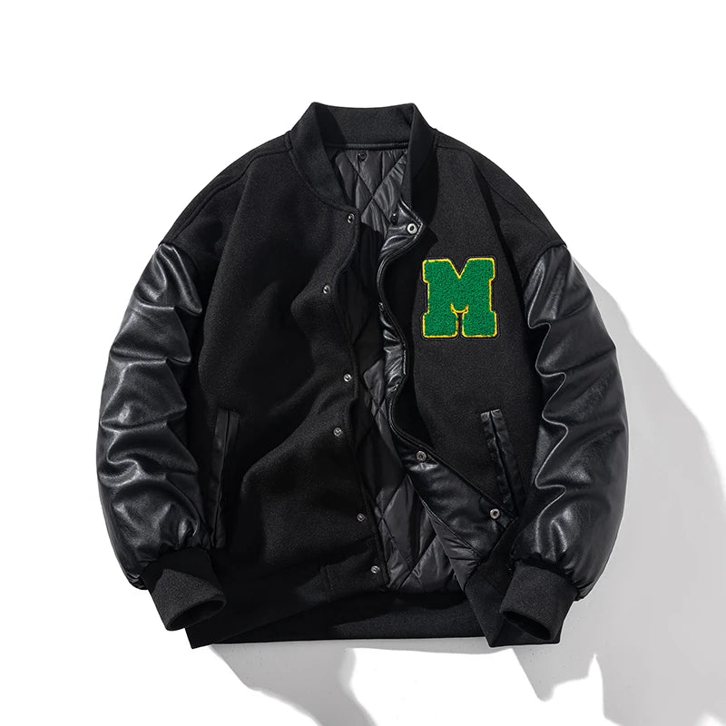 Men And Women Varsity Jacket Winter Women Letter Fashion Jacket Leather Sleeve