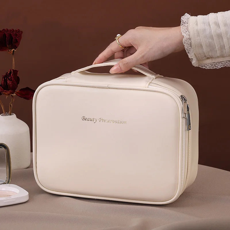 PU Large Capacity Tote Makeup Bag Portable Travel Organizer