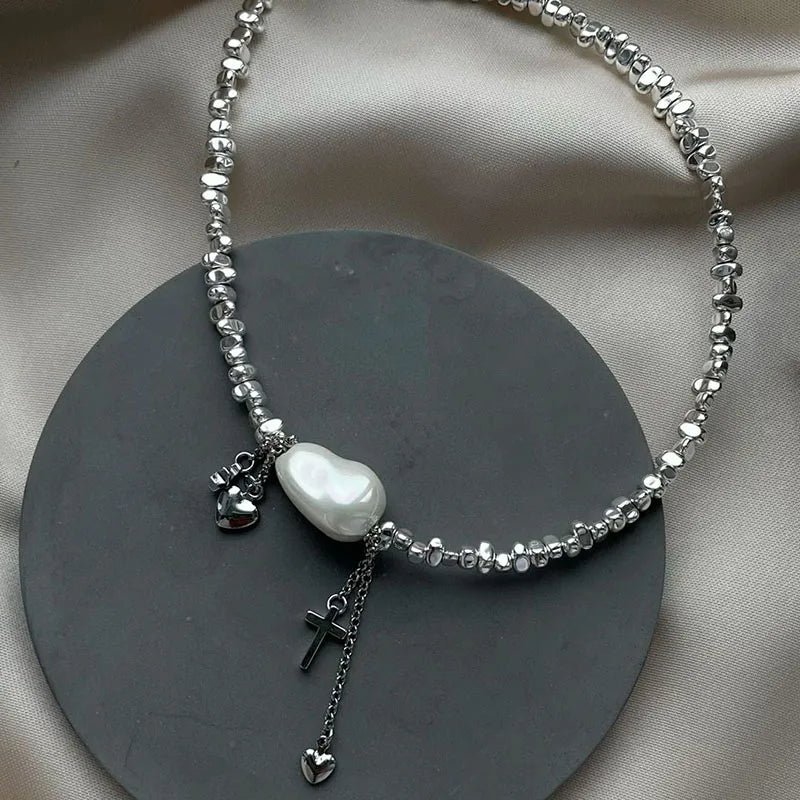 Chain Heart Pendant Necklace For Women Choker Dinner Party