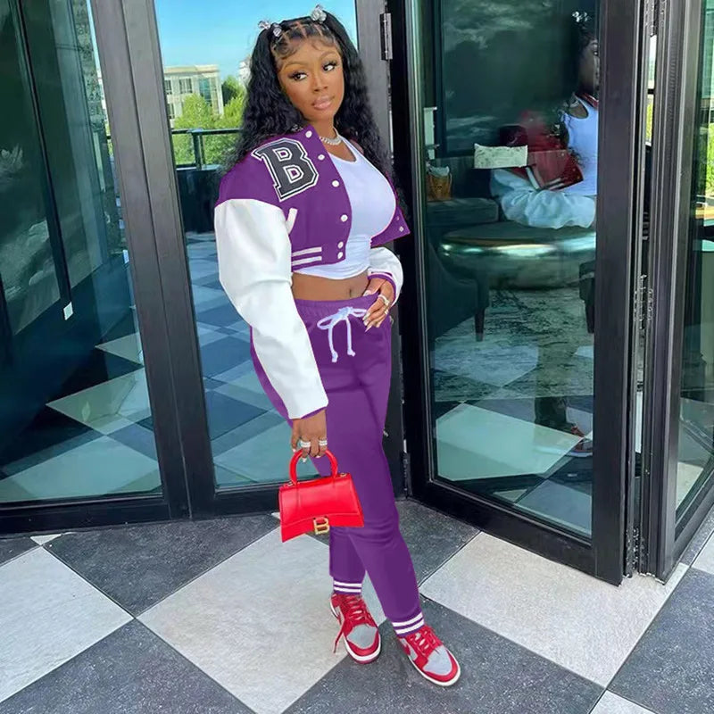 Jacket Outfit Drawstring Two Piece Pants Set Jogger Sweatsuit