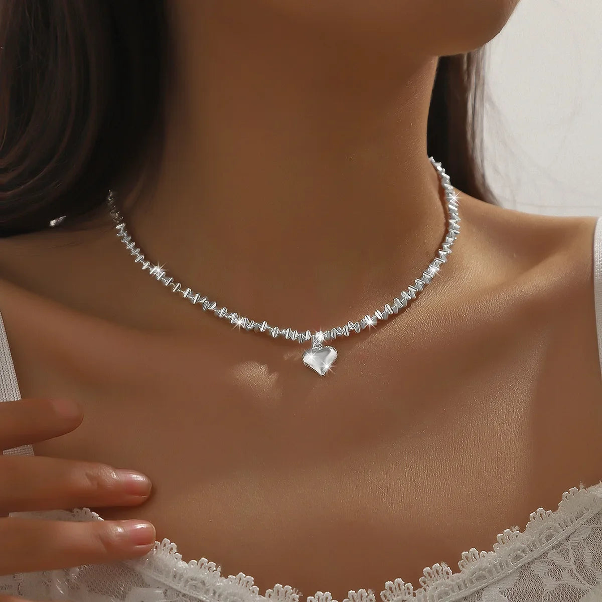 Classic Simple Shiny Double Layer Pendant Cross Pendant Necklace for Women