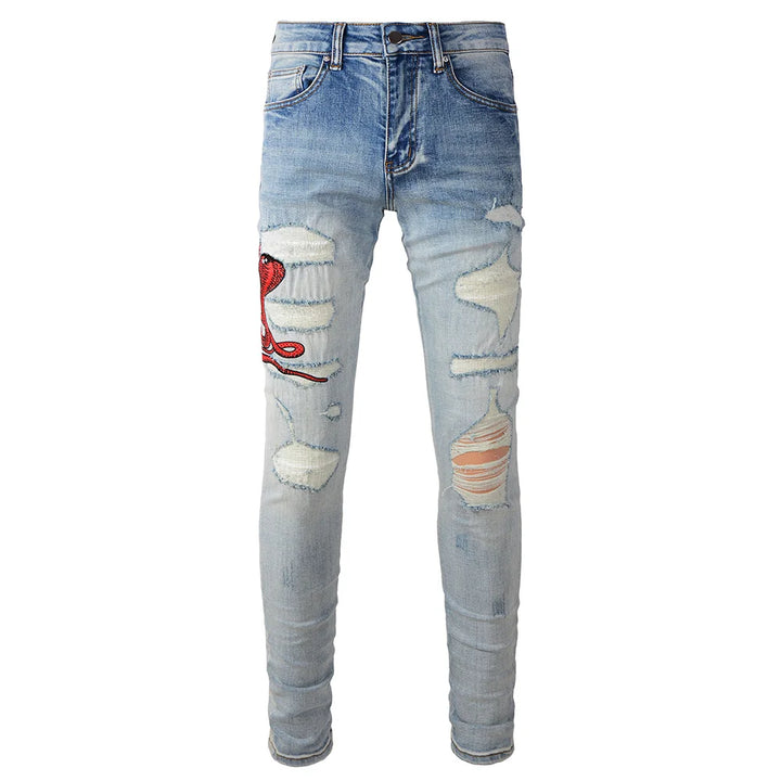Red Snake Designer Jeans for men
