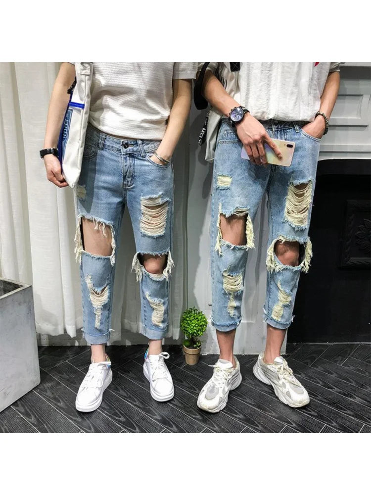 Men Stretch Skinny Denim Pants Solid  Hip-Hop Style Slim Fit Trousers 2025