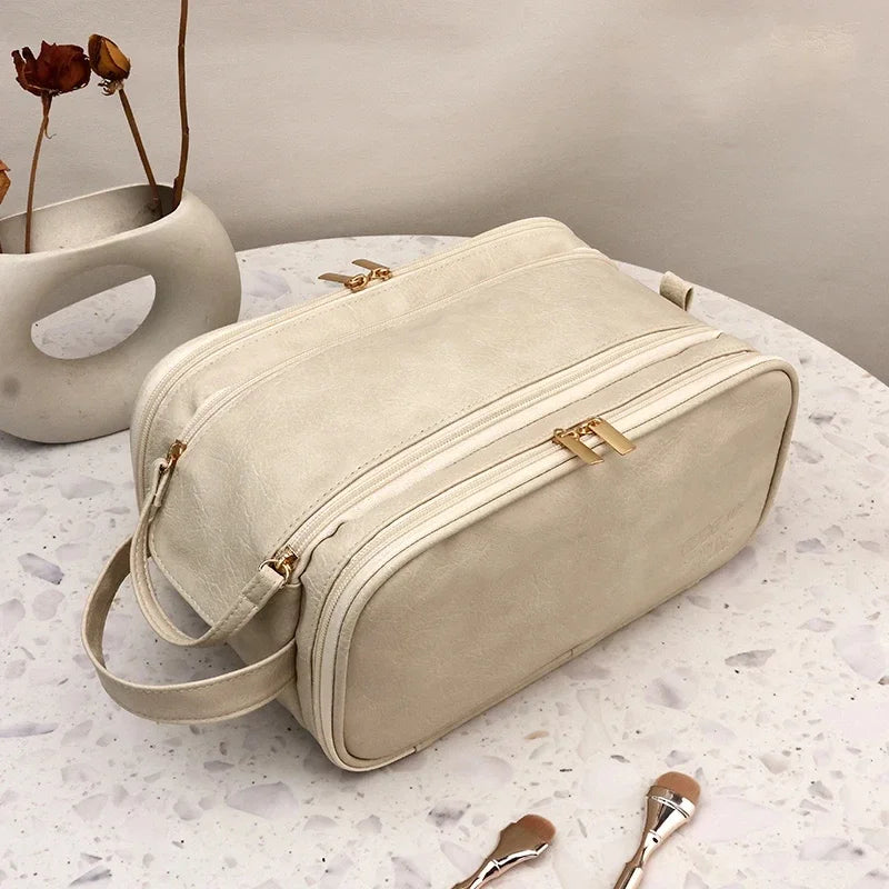 Multifunctional Makeup Bag For Women PU Leather Large Capacity