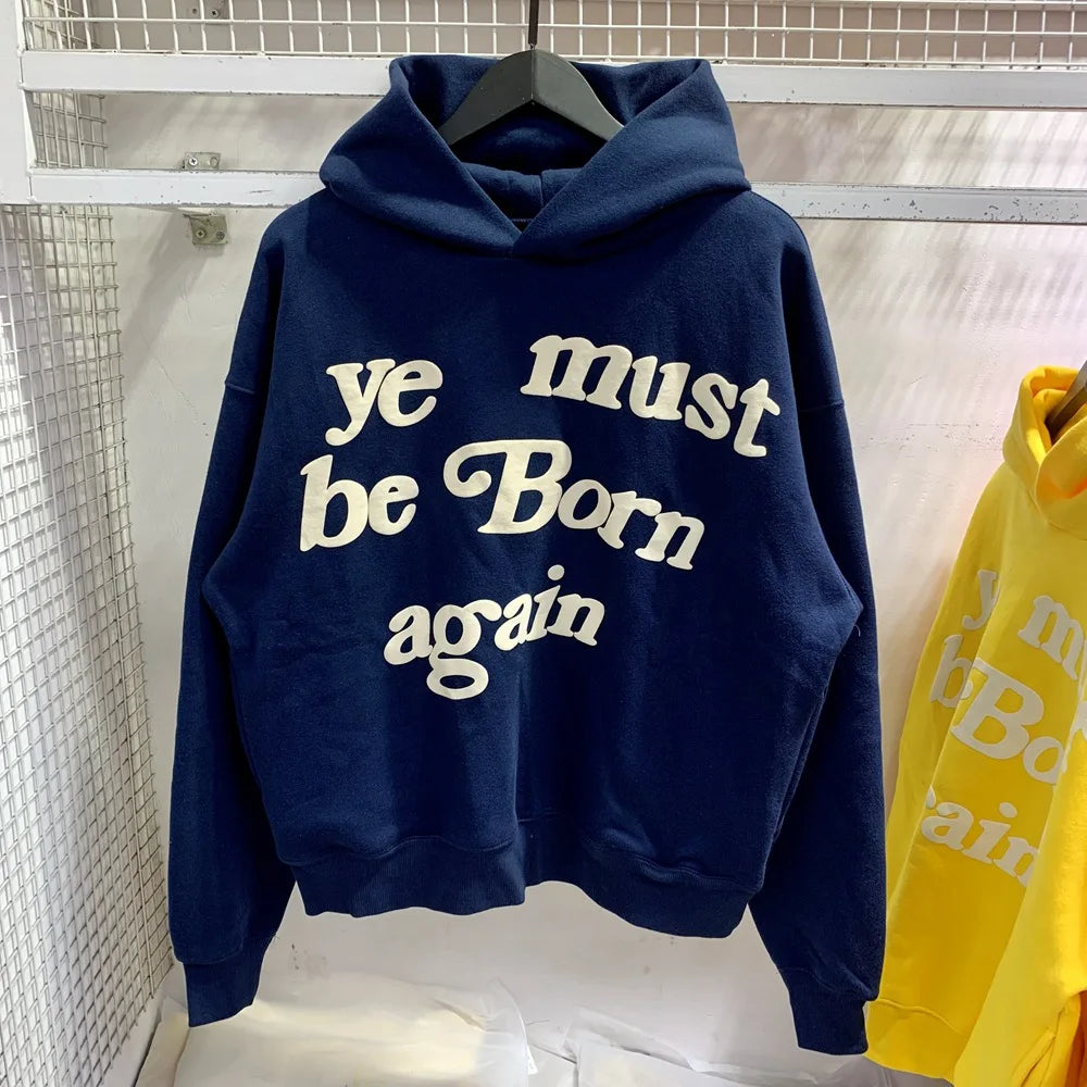 2024fw Puff Print Kanye West Hoody Men Women 1:1 Pink Ye Must Be Born Again Hoodie Oversize Fit Pullovers CPFM Sweatshirts