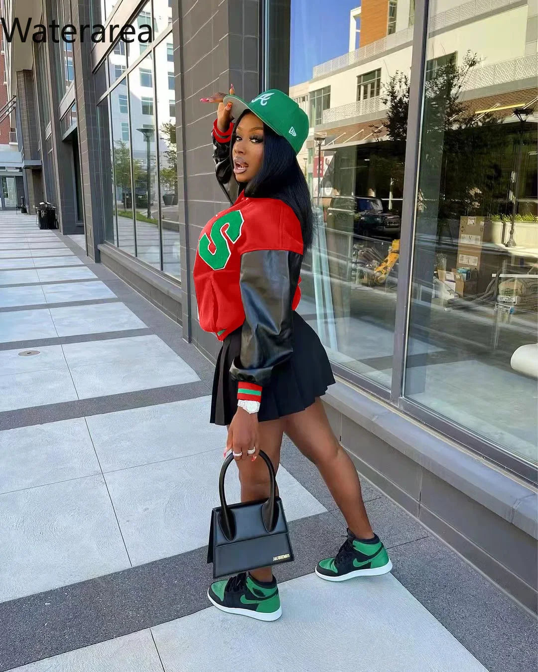 Waterarea Leather Long Sleeve Patchwork Jacket Fall Winter Casual Fashion Coat Clothing 2025