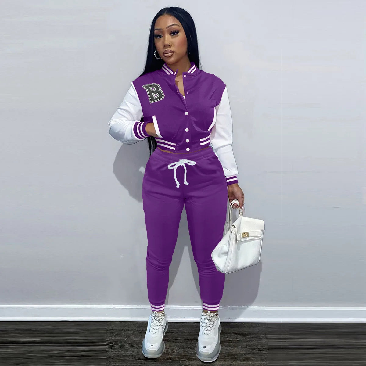 Jacket Outfit Drawstring Two Piece Pants Set Jogger Sweatsuit