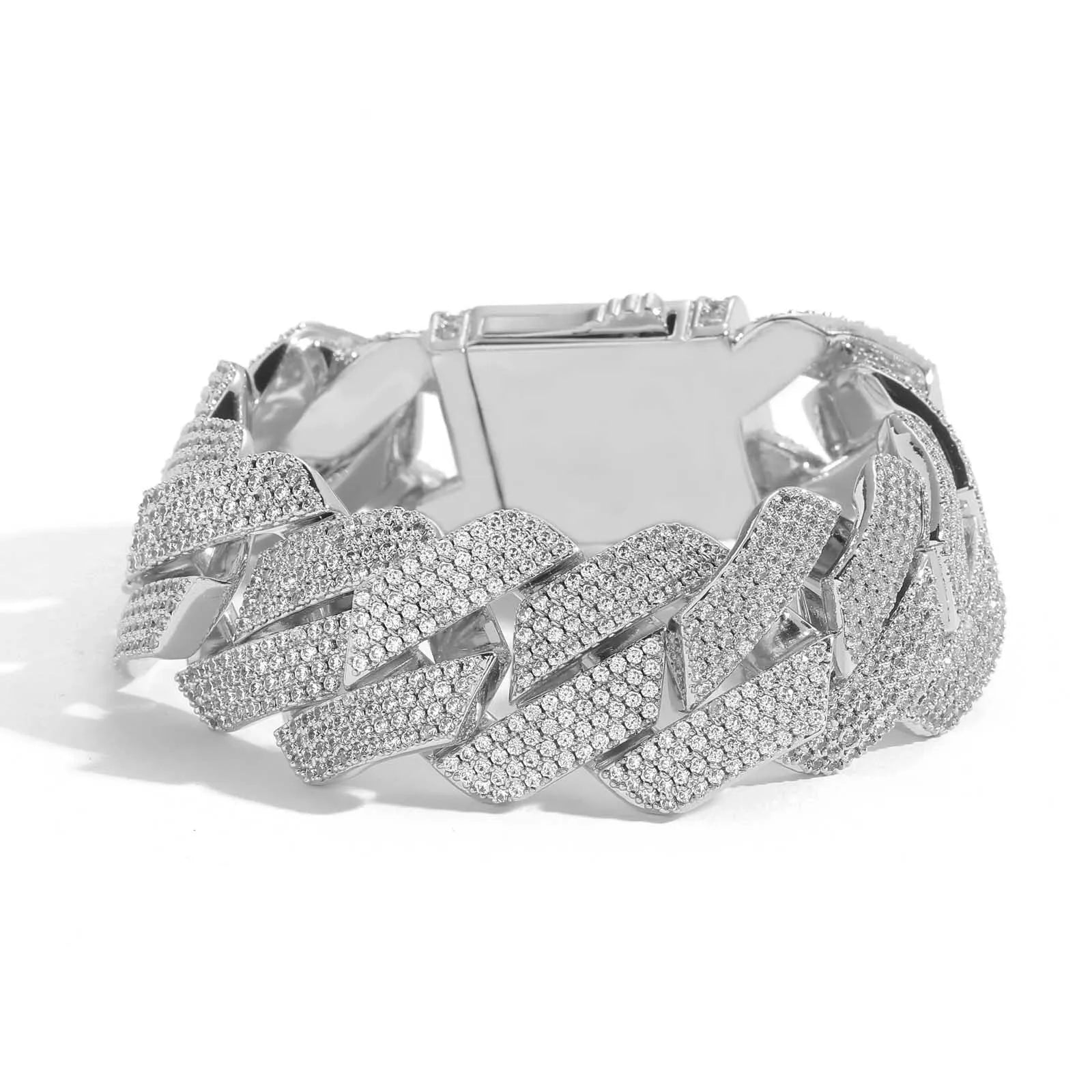 BES 22mm Luxury Iced Out 4 Rows CZ Diamond Cuban Link Chain Gold Plated Fashion Hip Hop Jewelry Bracelet Necklace For Men