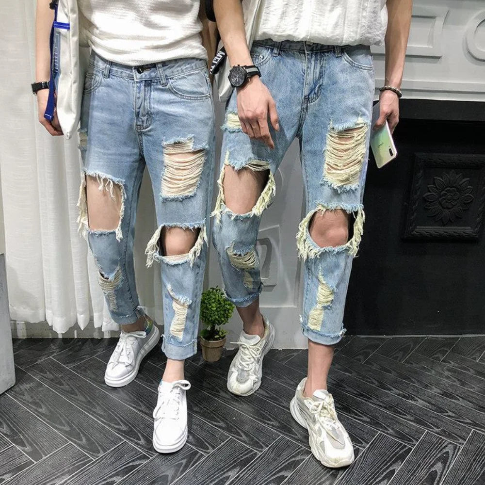 Men Stretch Skinny Denim Pants Solid  Hip-Hop Style Slim Fit Trousers 2025