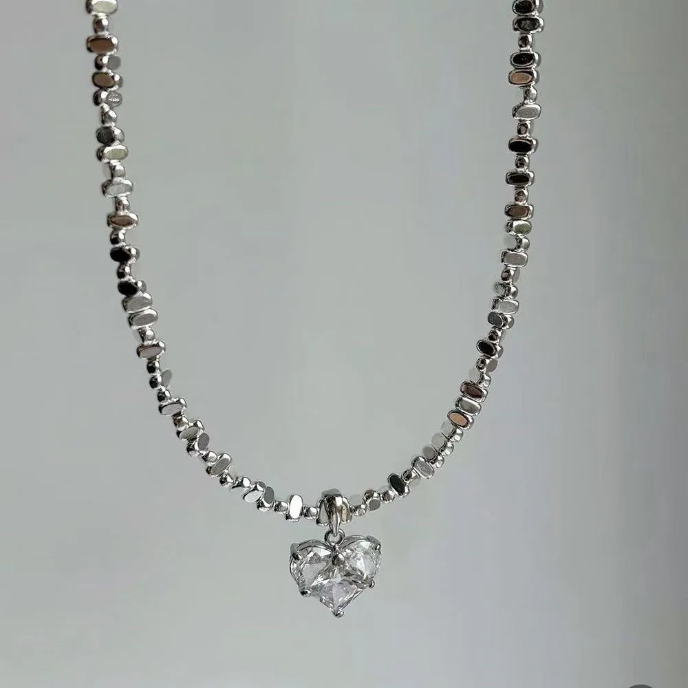 Design Chain With Crystal Heart Pendant Necklace for Women