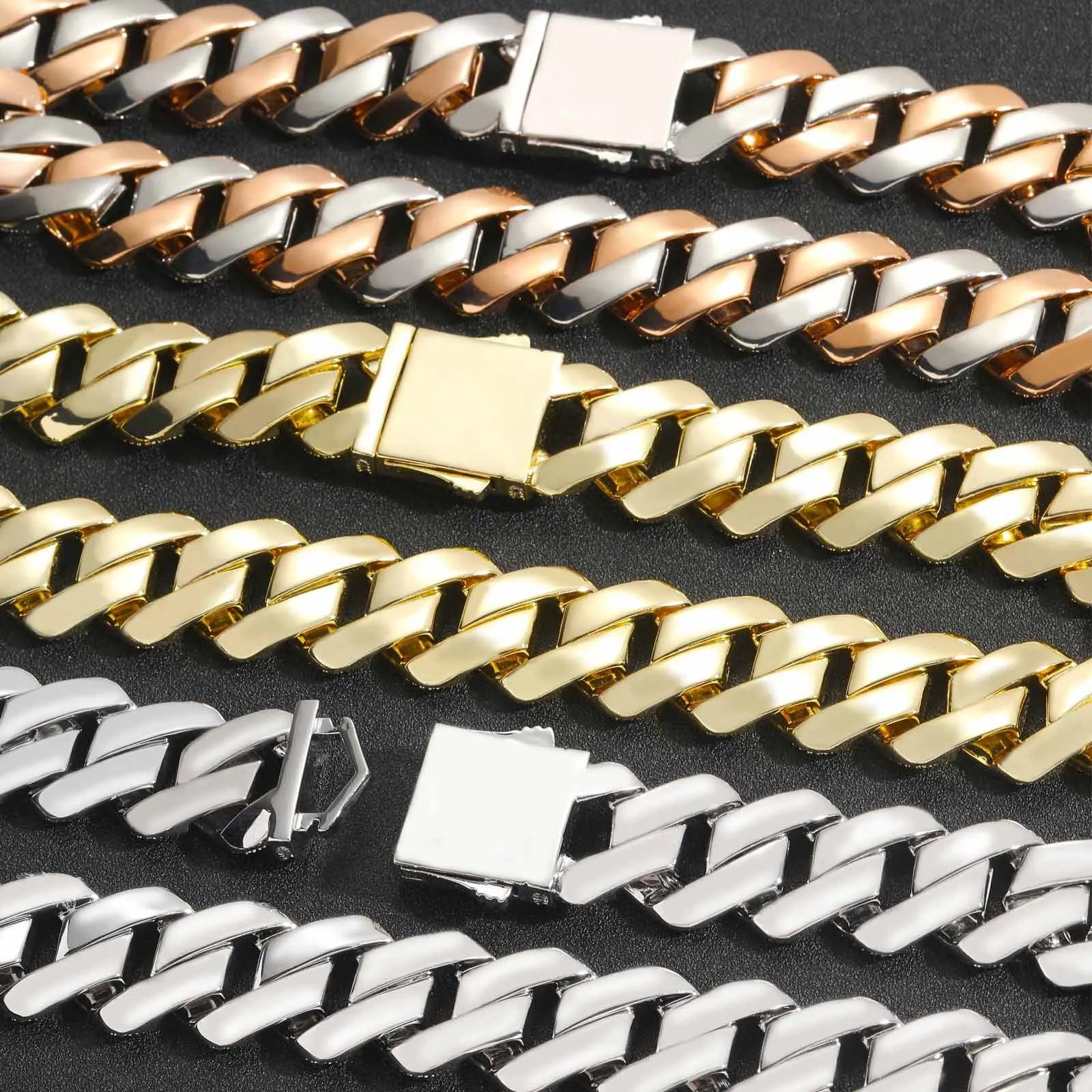 BES 22mm Luxury Iced Out 4 Rows CZ Diamond Cuban Link Chain Gold Plated Fashion Hip Hop Jewelry Bracelet Necklace For Men