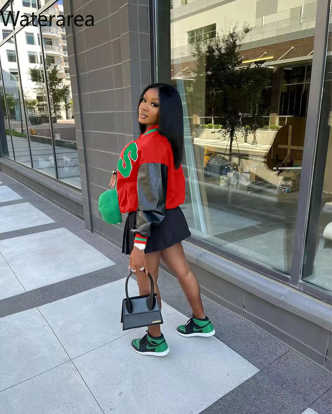 Waterarea Leather Long Sleeve Patchwork Jacket Fall Winter Casual Fashion Coat Clothing 2025