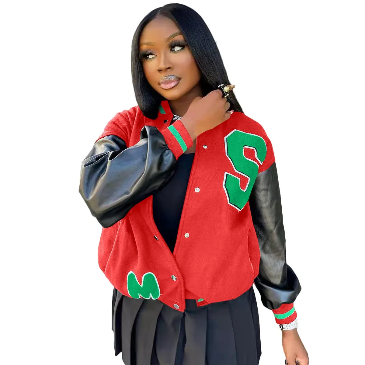 Waterarea Leather Long Sleeve Patchwork Jacket Fall Winter Casual Fashion Coat Clothing 2025