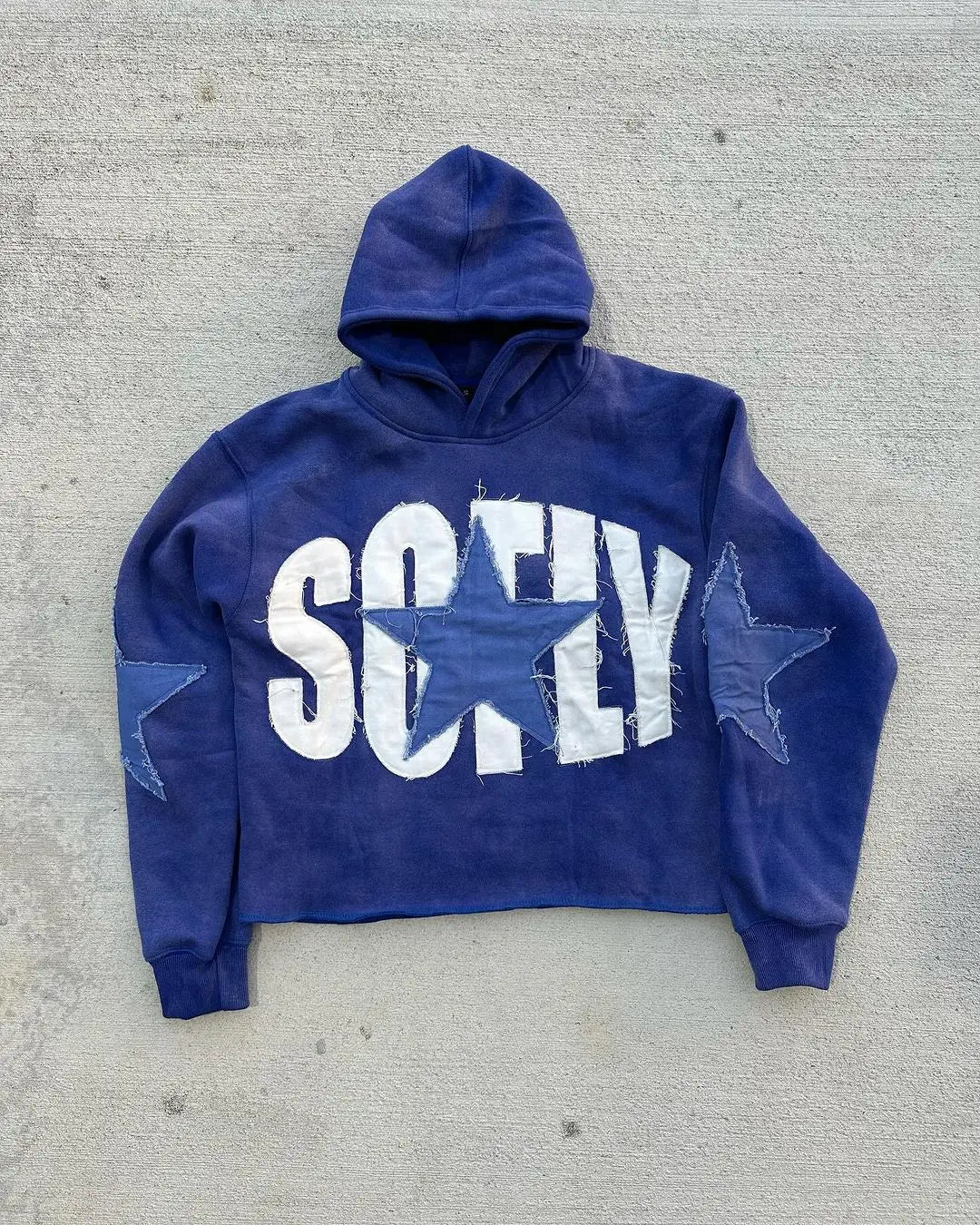 American Street Front and Back Patch Letter Print Suit Loose Hooded Sweater Straight Leg Sweatpants