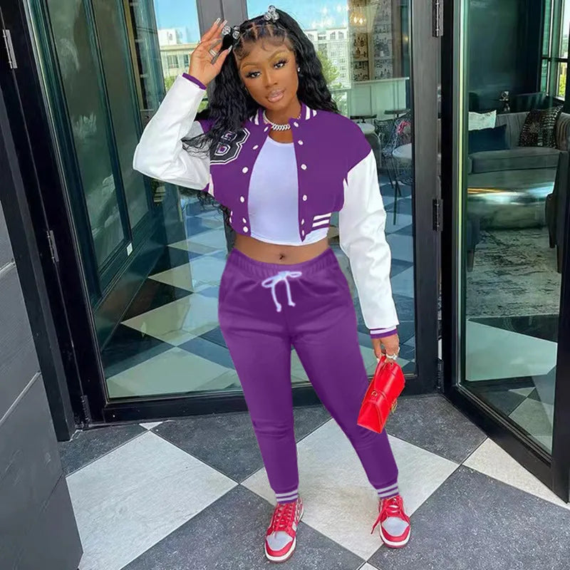 Jacket Outfit Drawstring Two Piece Pants Set Jogger Sweatsuit