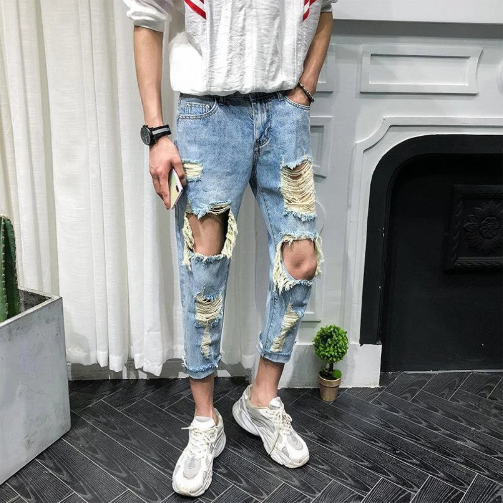 Men Stretch Skinny Denim Pants Solid  Hip-Hop Style Slim Fit Trousers 2025