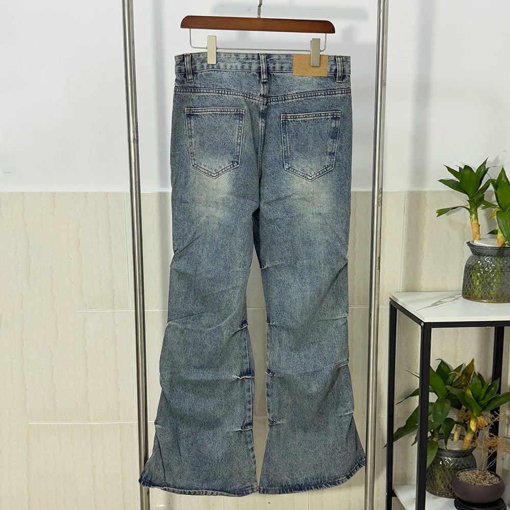 Mens American Design Jeans  Cleanfit Casual Loose Blue Denim Long Pants
